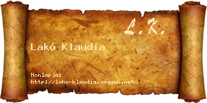 Lakó Klaudia névjegykártya
